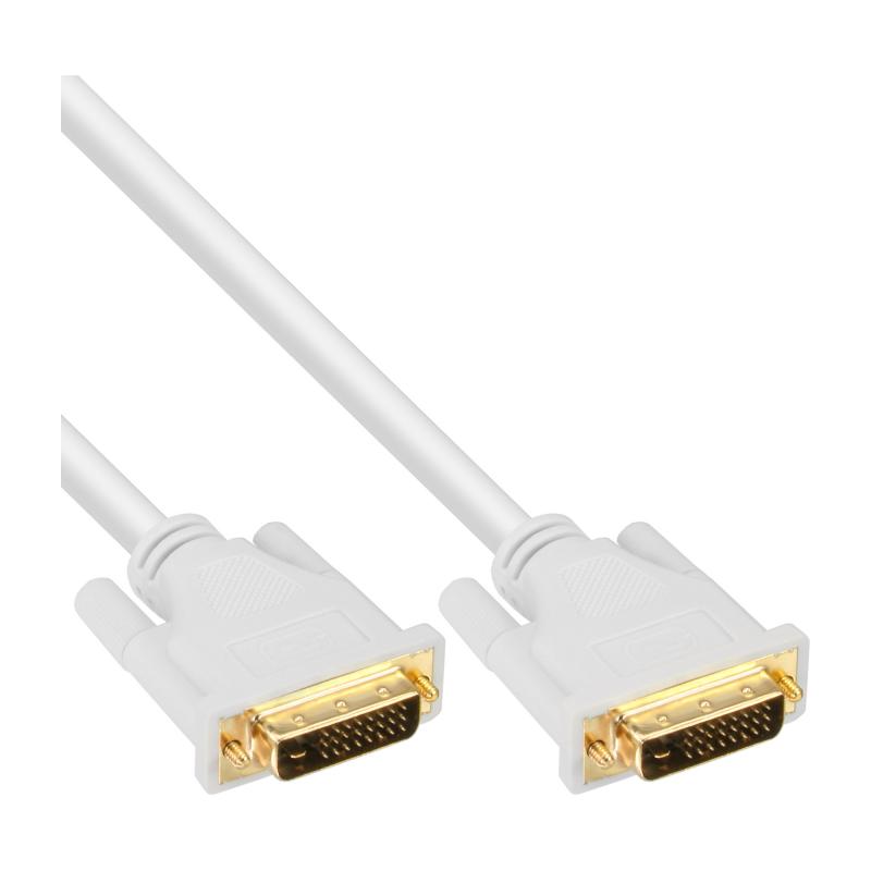 InLine® DVI-D Kabel digital 24+1 Stecker / Stecker Dual Link weiß / gold