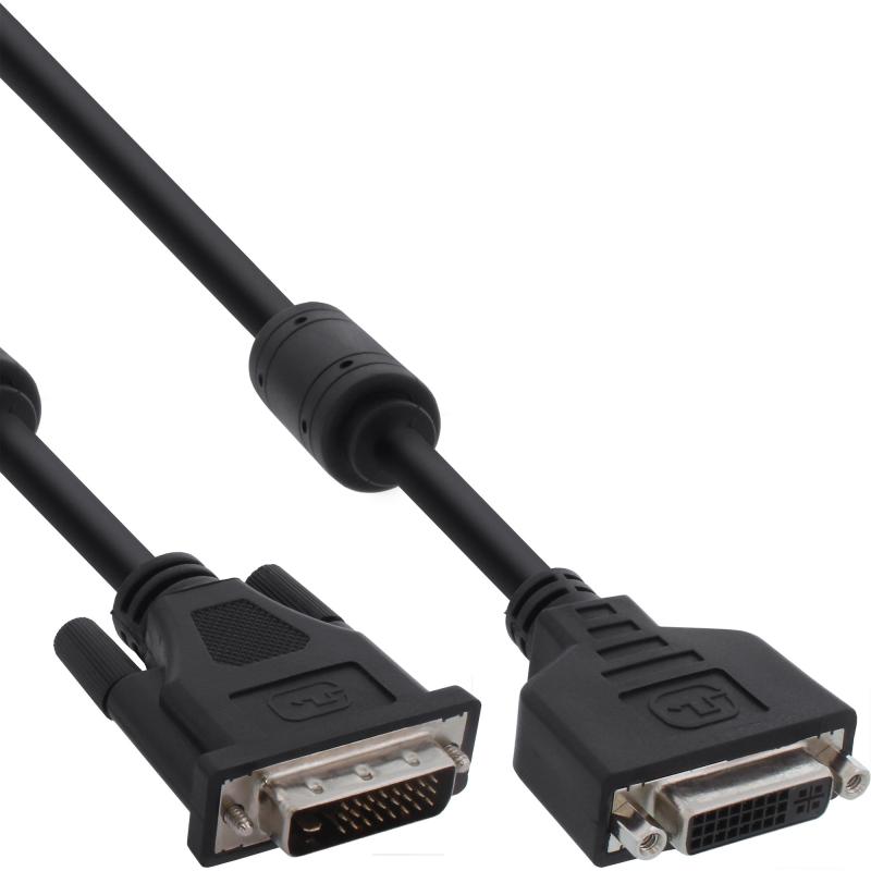 InLine® DVI-D Verlängerung Dual Link 24+1 Stecker auf 24+1 Buchse 2 Ferrite