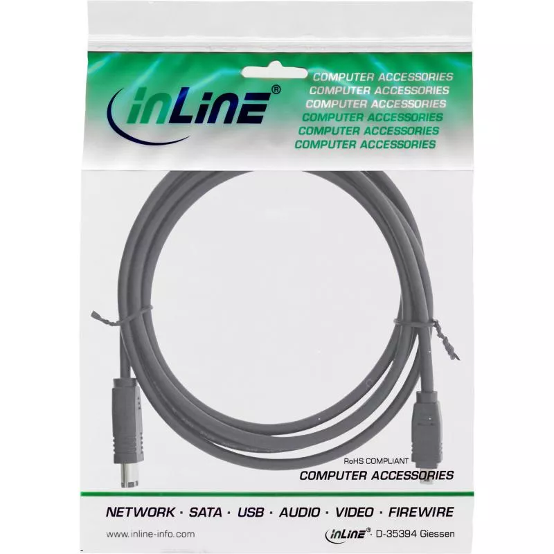 InLine® FireWire Kabel IEEE1394 4pol Stecker zu 6pol Stecker schwarz 1,8m