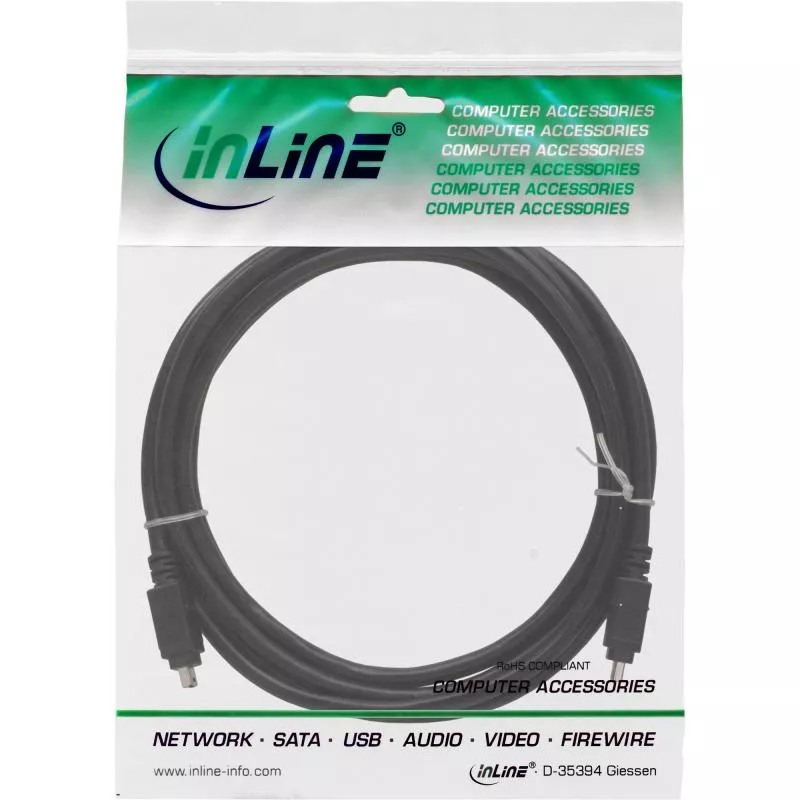 InLine® FireWire Kabel IEEE1394 4pol Stecker / Stecker schwarz 3m