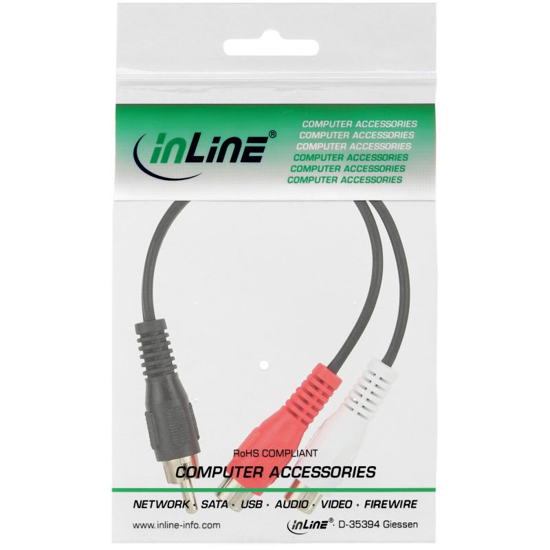 InLine® Cinch-Y-Kabel 1x Cinch Stecker zu 2x Cinch Buchse 0,2m