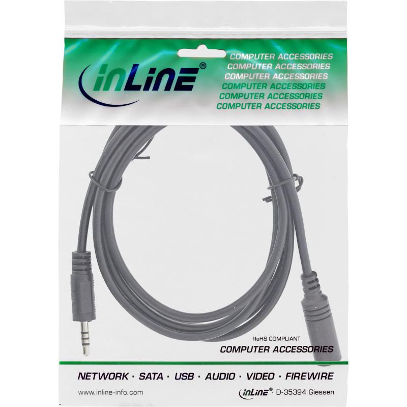 InLine® Klinken Adapterkabel 4pol. 2,5mm Stecker - 4pol. 3,5mm Buchse 0,2m