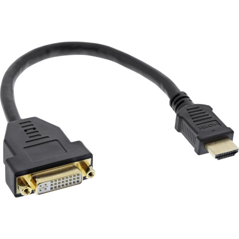 InLine® HDMI-DVI Adapterkabel HDMI Stecker auf DVI Buchse 0,2m