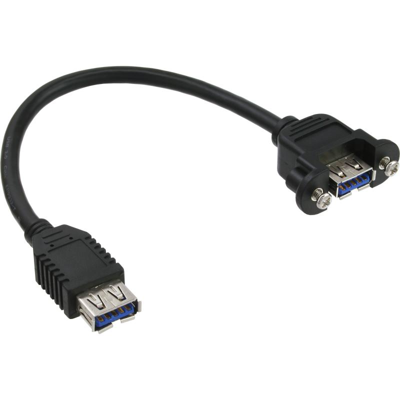 InLine® USB 3.0 Adapterkabel, Buchse A auf Einbaubuchse A, 0,20m