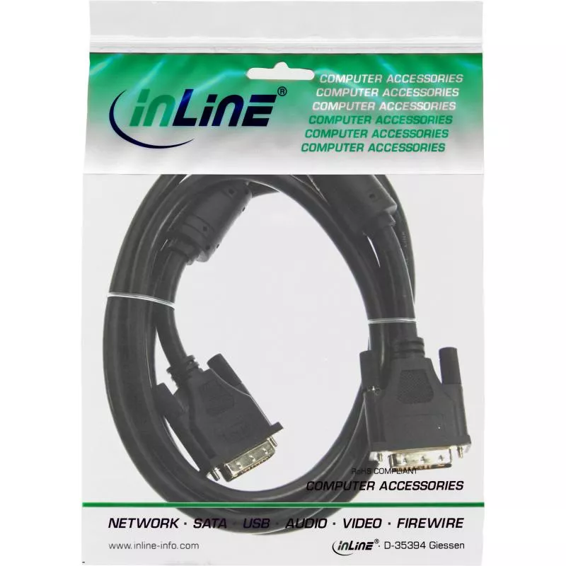 InLine® DVI-I Kabel digital/analog 18+5 Stecker / Stecker Single Link 2 Ferrite 2m