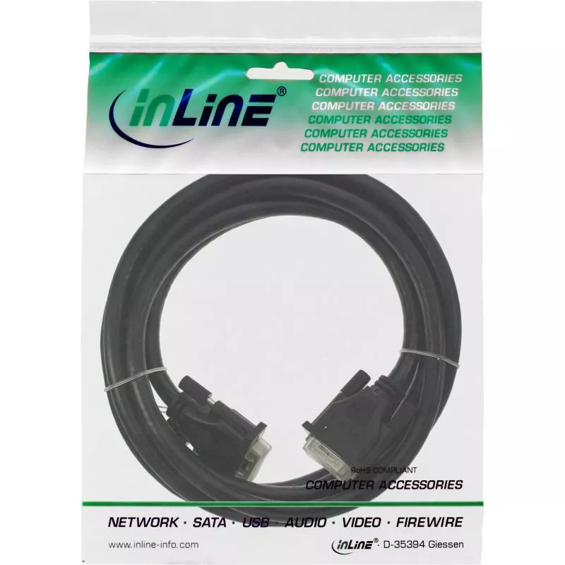 InLine® DVI-I Kabel digital/analog 24+5 Stecker / Stecker Dual Link ohne Ferrite 3m
