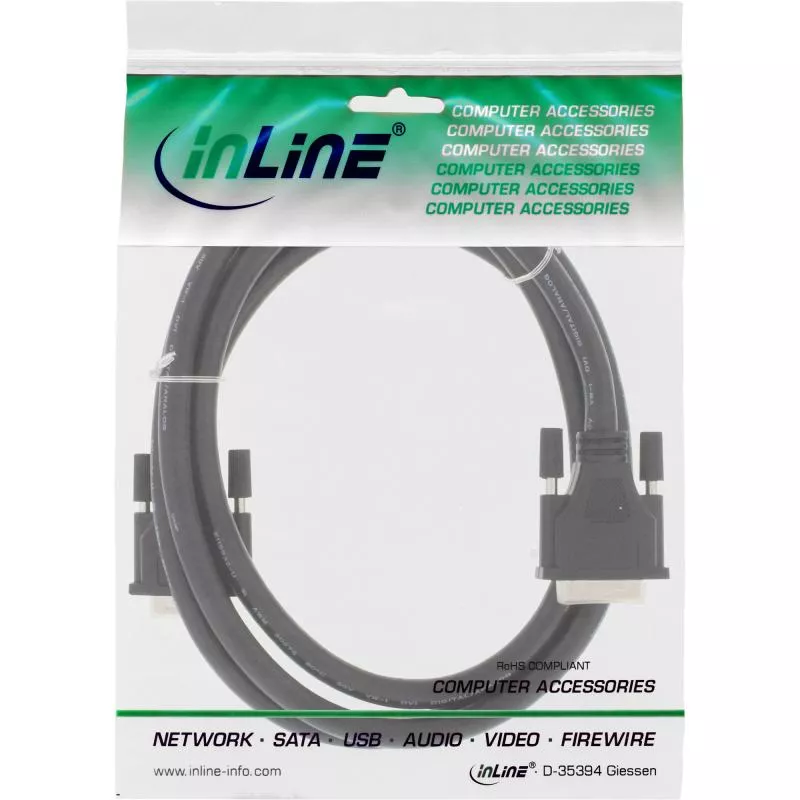 InLine® DVI-I Kabel digital/analog 24+5 Stecker / Stecker Dual Link ohne Ferrite 1,8m