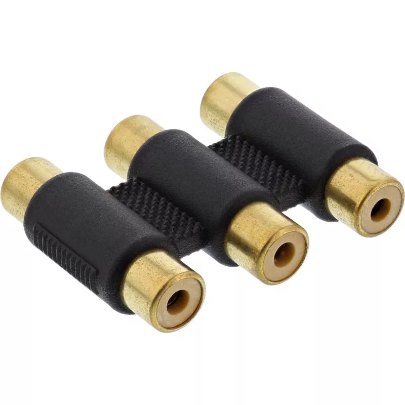 InLine® Audio/Video Adapter 3x Cinch Buchse auf 3x Cinch Buchse vergoldet