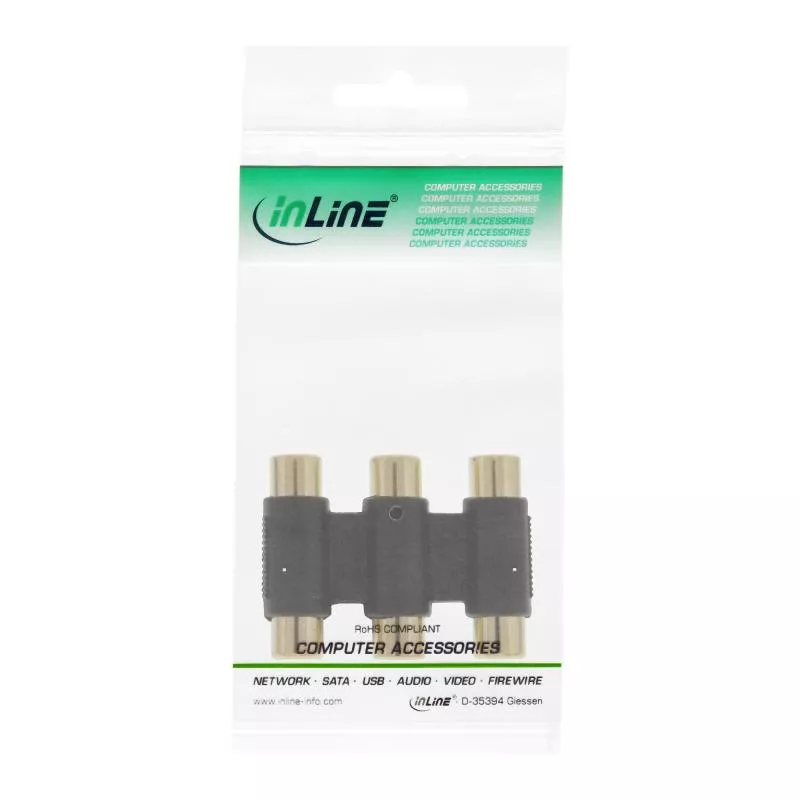 InLine® Audio/Video Adapter 3x Cinch Buchse auf 3x Cinch Buchse vergoldet