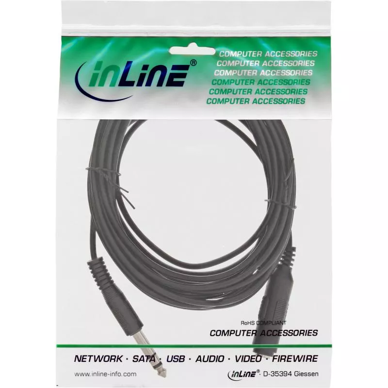 InLine® Klinke Verlängerung 6,3mm Klinke Stecker / Buchse Stereo 5m