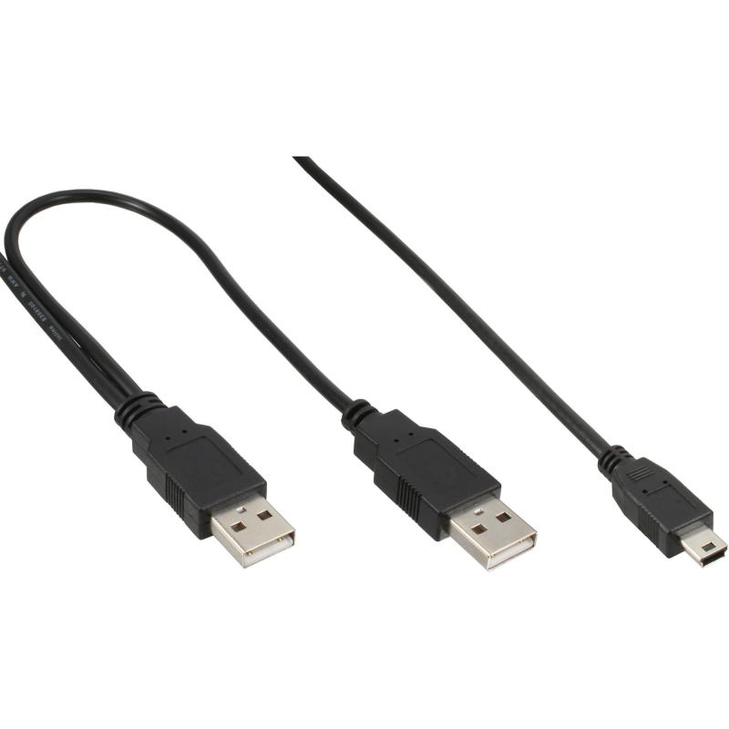 InLine® USB Mini-Y-Kabel, 2x Stecker A an Mini-B Stecker (5pol.)
