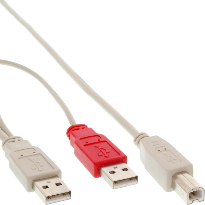 InLine® USB 2.0 Y-Anschlußkabel 2x Stecker A an Stecker B 1,0m