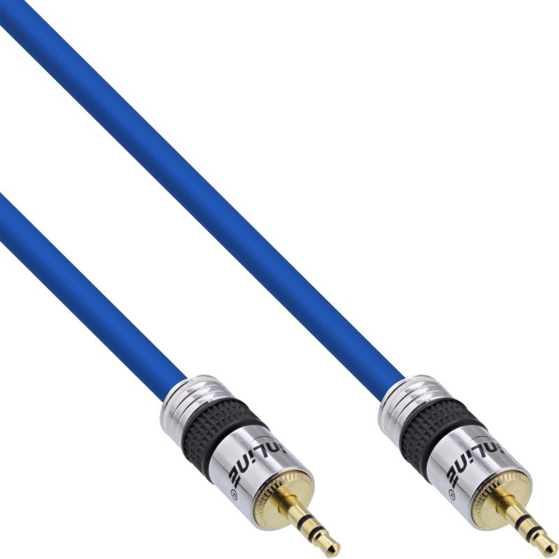Klinkenkabel PREMIUM – 3,5 mm Stereo Stecker auf Stecker, vergoldet, blau