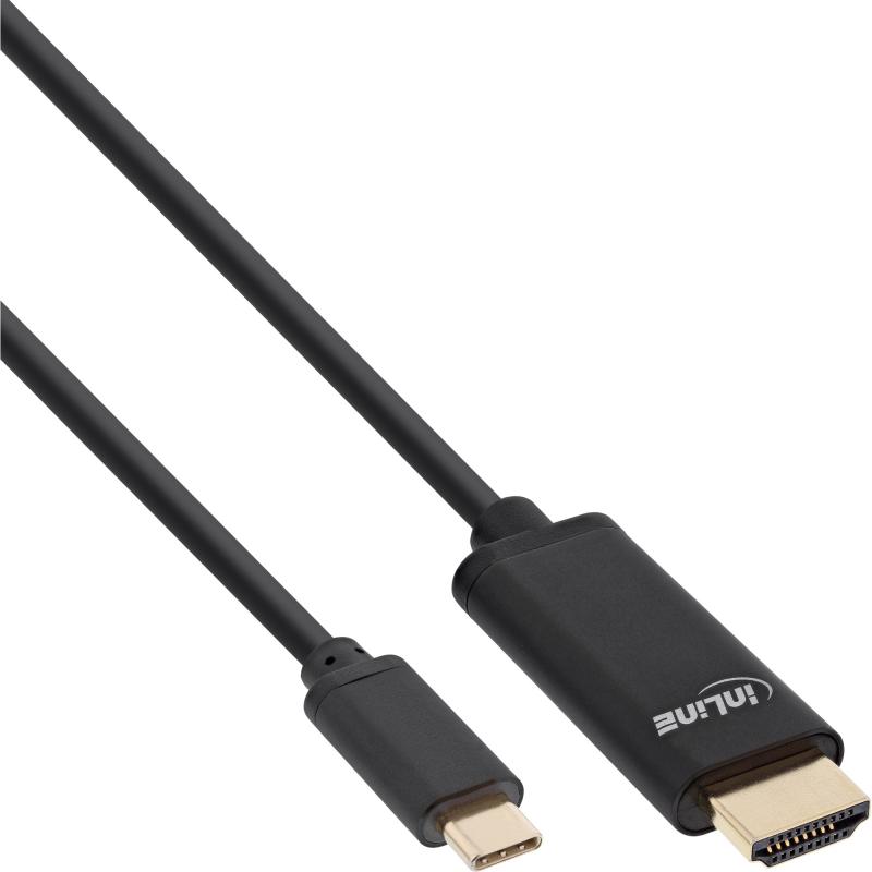 InLine® USB Display Kabel USB Typ-C Stecker zu HDMI Stecker (DP Alt Mode) 4K2K schwarz