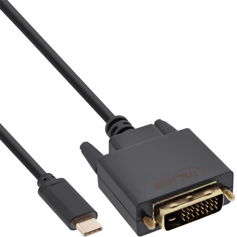 InLine® USB Display Kabel USB Typ-C Stecker zu DVI Stecker (DP Alt Mode) schwarz