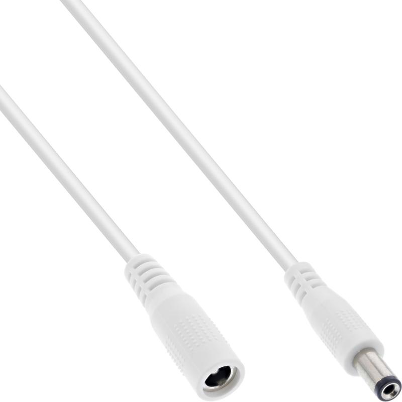 InLine® DC Verlängerungskabel DC Stecker/Buchse 5,5x2,1mm AWG 24 weiß