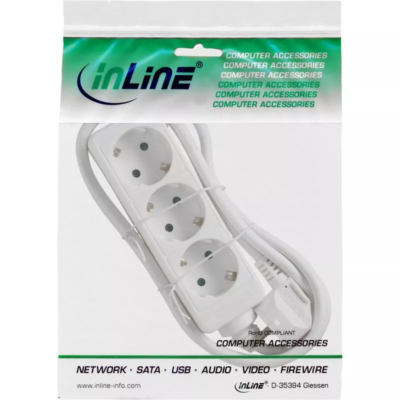 InLine® Steckdosenleiste 3-fach Schutzkontakt 5m weiß