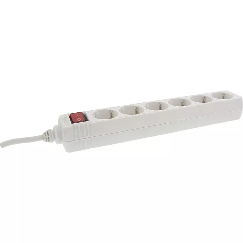 InLine® Steckdosenleiste 6-fach Schutzkontakt mit Schalter 5m weiß