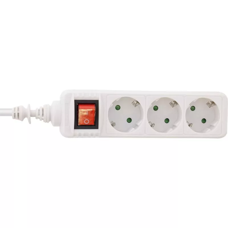 InLine® Steckdosenleiste 3-fach Schutzkontakt mit Schalter 3m weiß