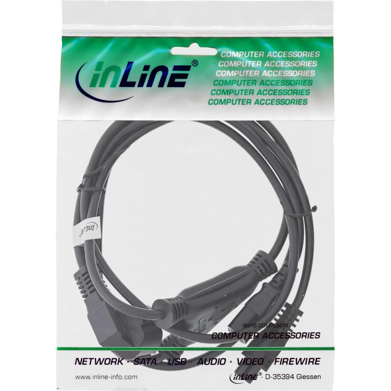 InLine® Netzkabel Y Kabel Schutzkontaktstecker zu Kaltgeräte & Notebookstecker 2m