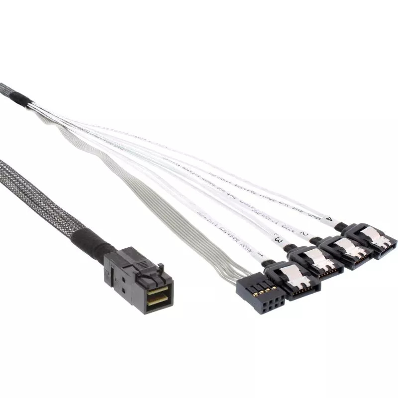 InLine® Mini SAS HD Kabel SFF-8643 zu 4x SATA + Sideband 1m