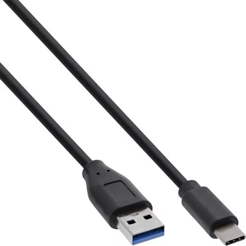 60er Bulk-Pack InLine® USB 3.2 Kabel USB Typ-C an A Stecker schwarz 2m