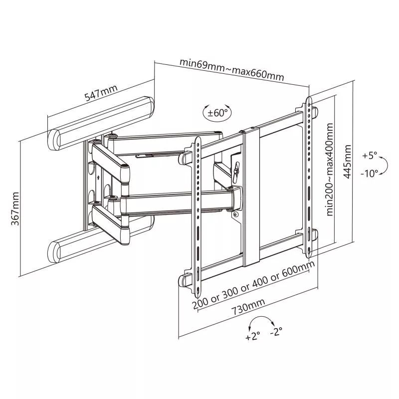 InLine® Premium Aluminium Wandhalterung für Flach-TV (37-80") max. 70kg weiß