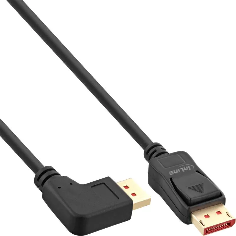 InLine® DisplayPort 1.4 Kabel 8K4K links gewinkelt schwarz/gold 5m