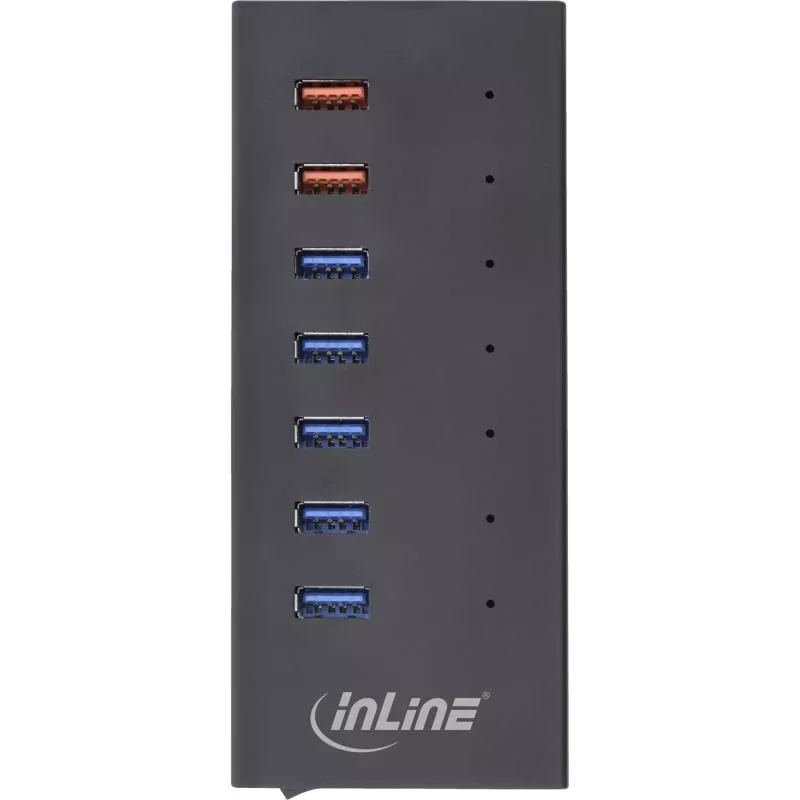 InLine® USB 3.2 Gen.1 Hub 7 Port Aluminiumgehäuse schwarz mit 2,5A Netzteil