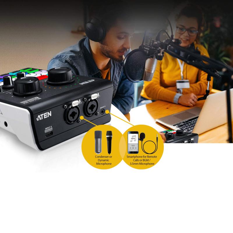 ATEN UC8000 Podcast AI Audio Mixer MicLIVE 6-CH