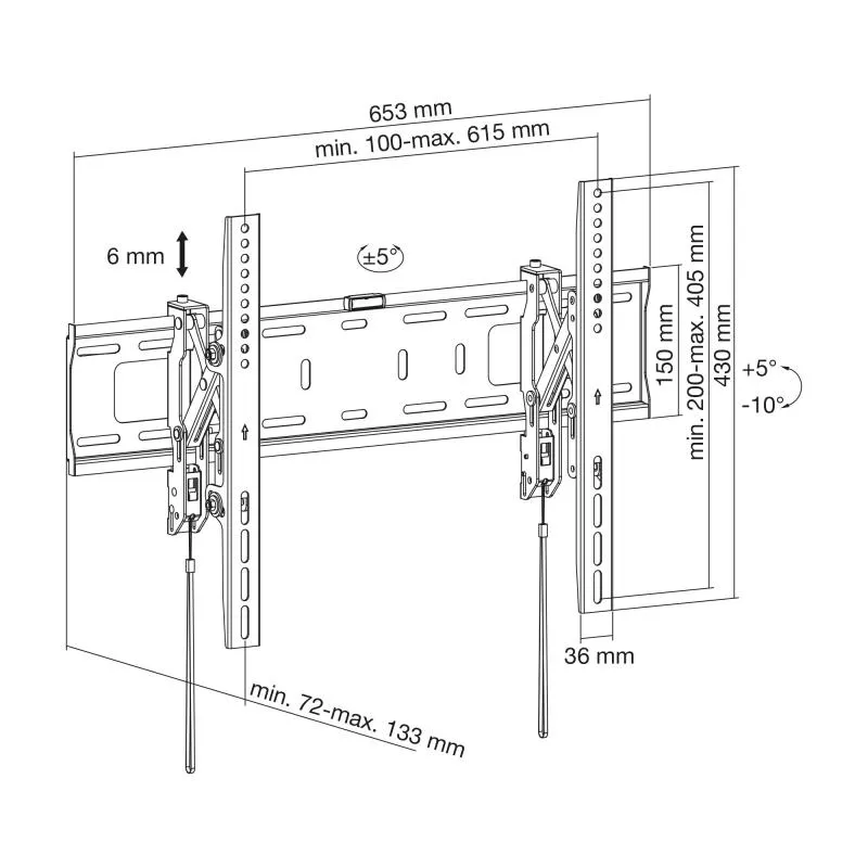 InLine® Schwerlast-TV-Wandhalterung neigbar für Flach-TV (37-80") max. 75kg schwarz