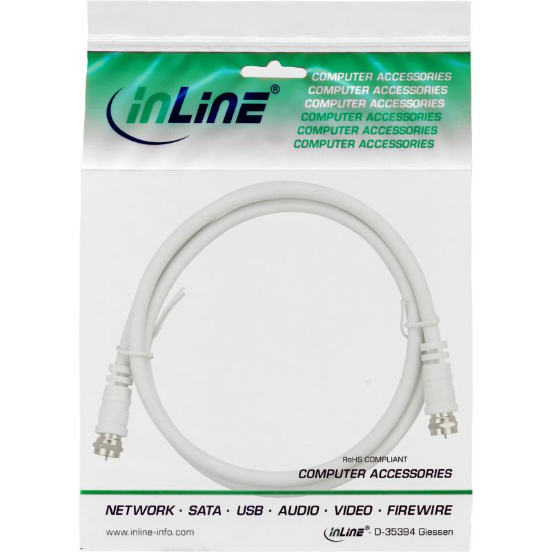 InLine® SAT-Anschlusskabel 2x geschirmt 2x F-Stecker 75dB weiß 2m