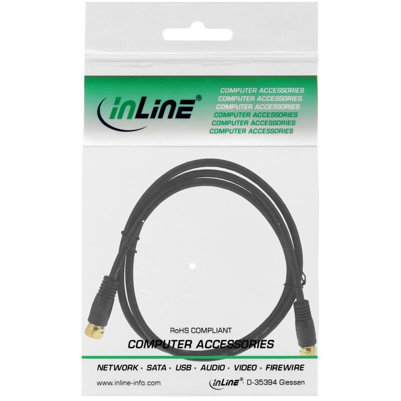 InLine® SAT-Anschlusskabel 2x geschirmt 2x F-Stecker 85dB schwarz 1m