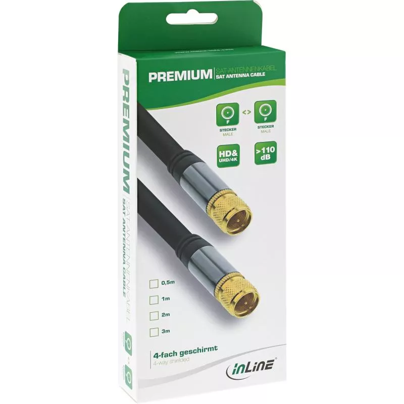 InLine® Premium SAT-Anschlusskabel 4x geschirmt 2x F-Stecker 110dB schwarz 3m InLine® Premium SAT-Anschlusskabel 4x geschirmt 2x F-Stecker 110dB schwarz 3m