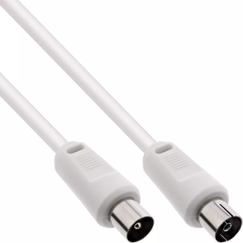 InLine® Antennenkabel 2x geschirmt 75dB weiß 10m