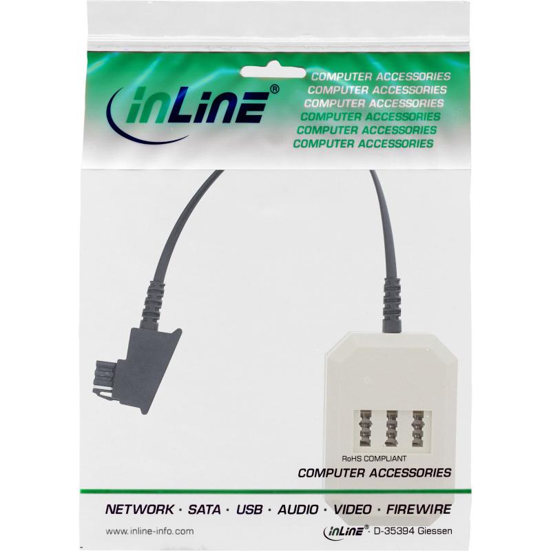 InLine® TAE Adapter TAE-F Stecker an TAE NFN + RJ11 (6P4C) Buchse 0,2m