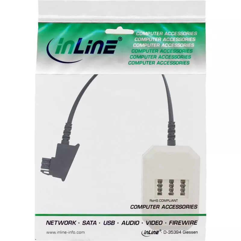 InLine® TAE Adapter TAE-F Stecker an TAE NFN + RJ11 (6P4C) Buchse 0,2m InLine® TAE Adapter TAE-F Stecker an TAE NFN + RJ11 (6P4C) Buchse 0,2m