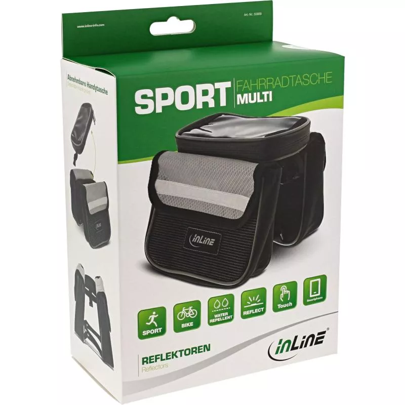 InLine® Sport Fahrradtasche Multi zur Montage auf den Rahmen schwarz