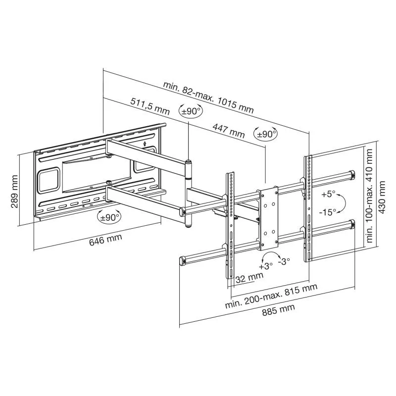 InLine® XL-Arm Full-Motion TV-Wandhalterung für TV 43-80" max. 50kg
