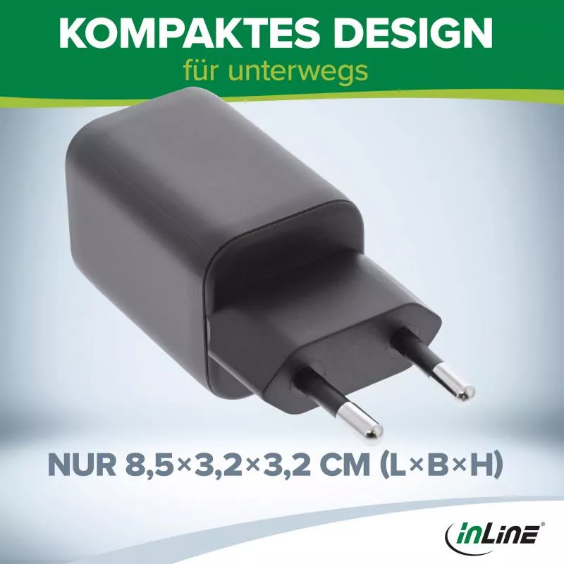InLine® USB Netzteil Ladegerät USB-A + USB Typ-C 33W Power Delivery + Quick Charge schwarz InLine® USB Netzteil Ladegerät USB-A + USB Typ-C 33W Power Delivery + Quick Charge schwarz