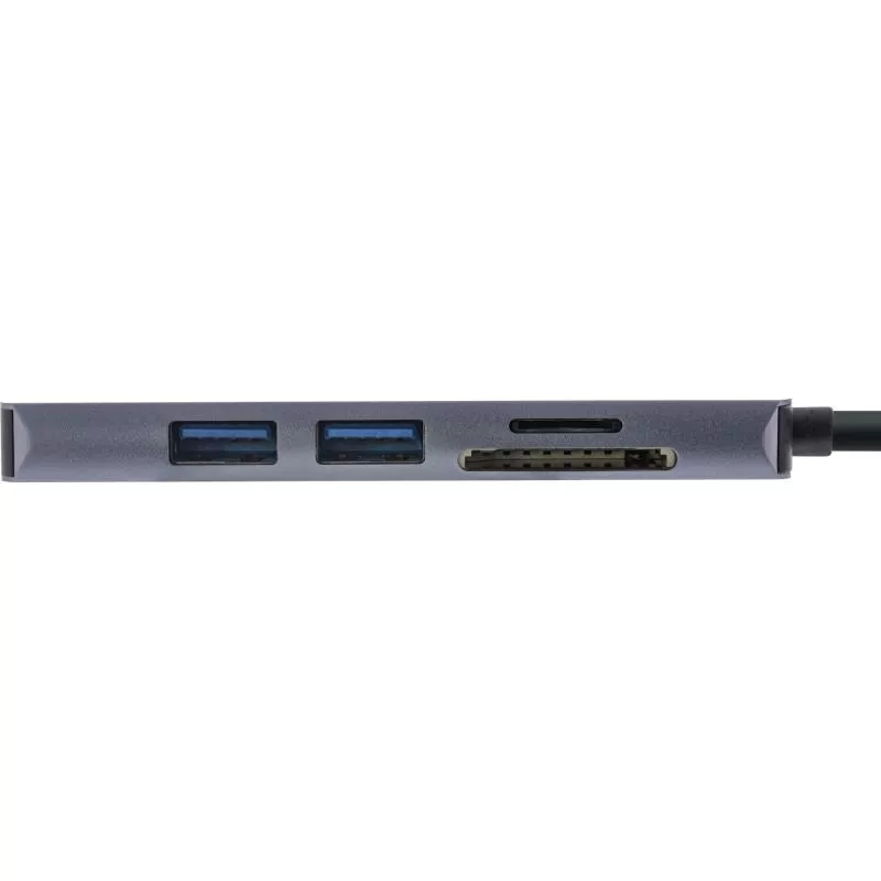 InLine® Multifunktions-Hub USB 3.2 Gen.1 2x USB-A 5Gb/s + HDMI 4K/30Hz + Cardreader Aluminium grau
