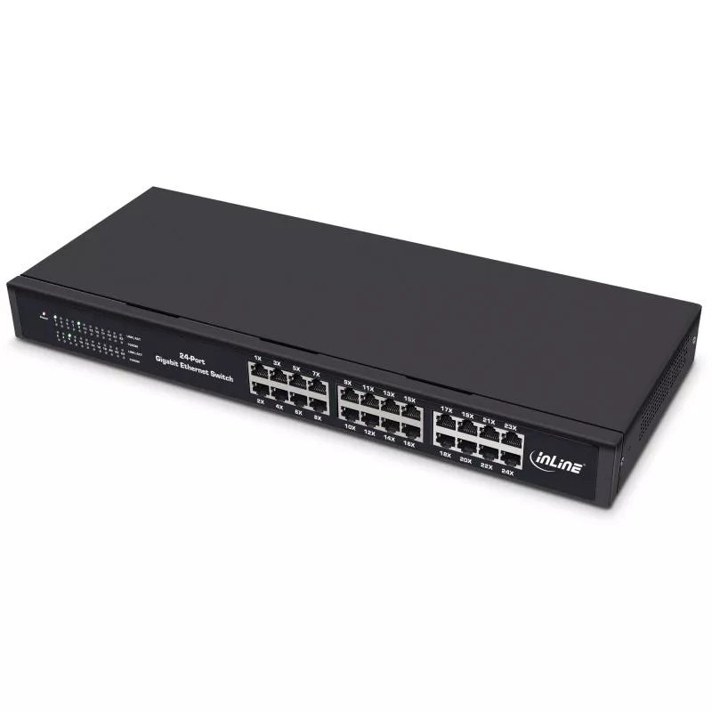 InLine® Gigabit Netzwerk Switch 24-Port 1GBit/s 48,26cm (19") Metall lüfterlos