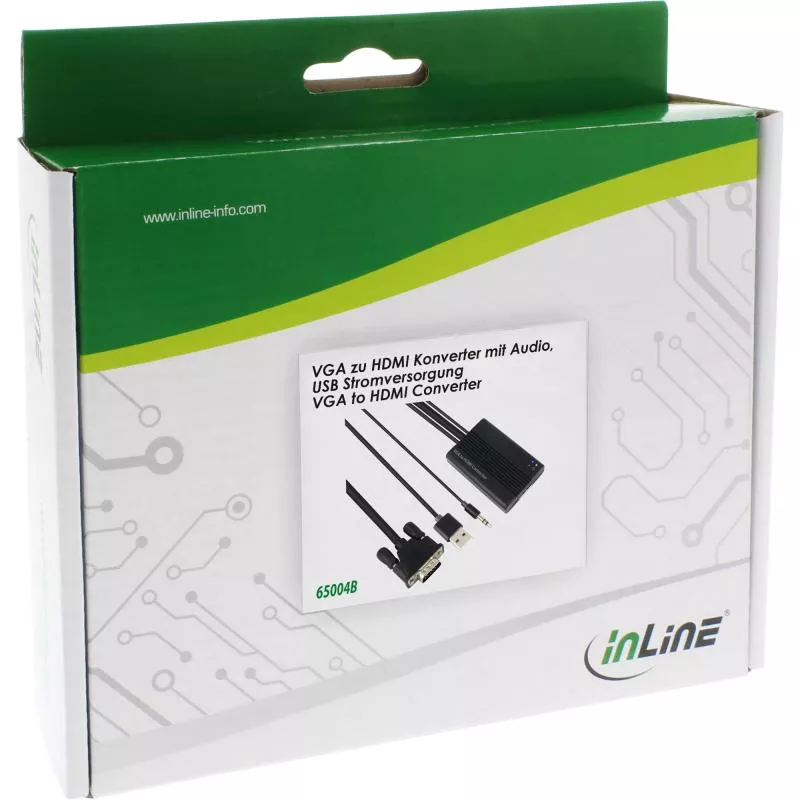 InLine® Konverter VGA+Audio zu HDMI Eingang VGA und Klinke Audio Stereo Ausgang HDMI inkl. USB Stromversorgung