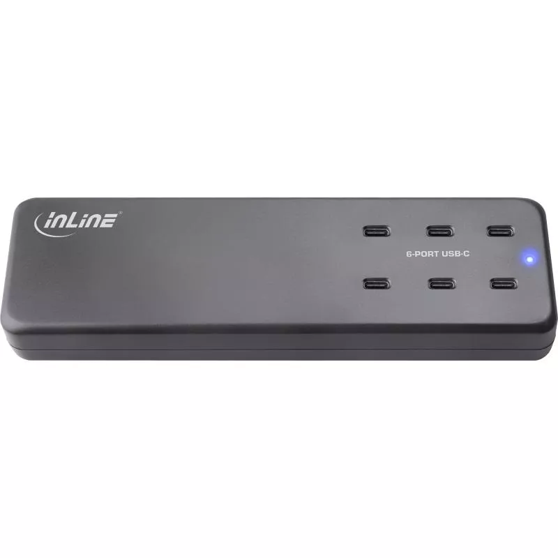 InLine® Multiport Netzteil 120W Ladegerät, 6x USB Typ-C, PD 3.0 GaN schwarz