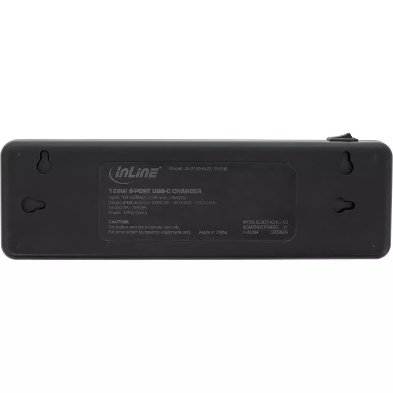 InLine® Multiport Netzteil 120W Ladegerät, 6x USB Typ-C, PD 3.0 GaN schwarz