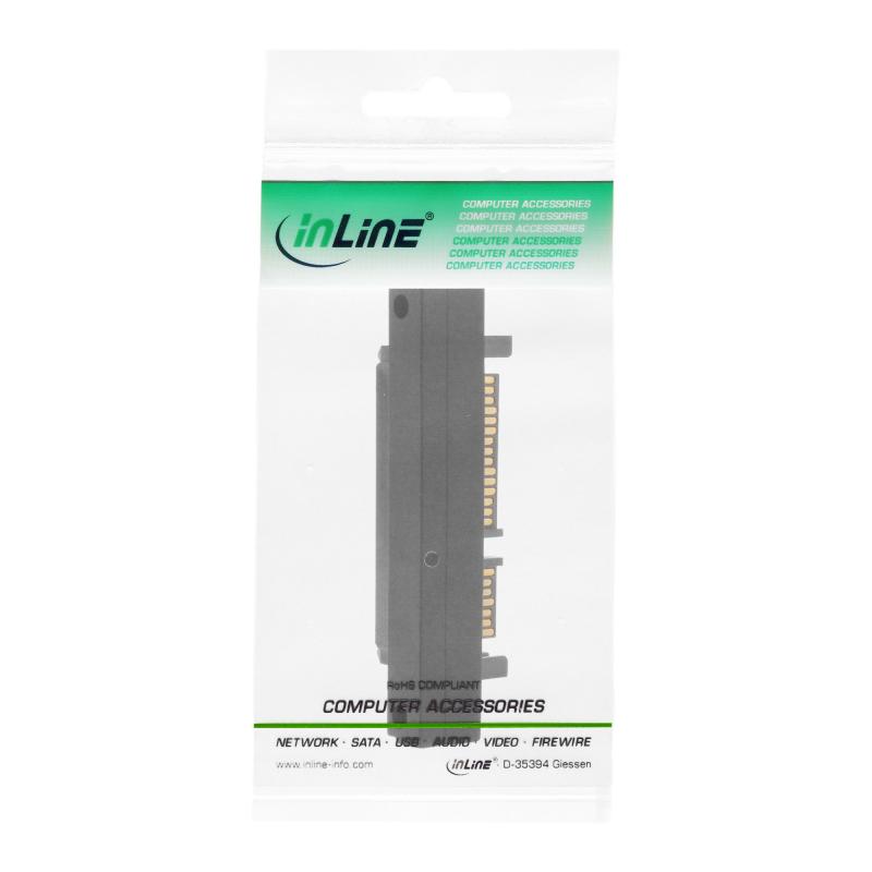InLine® SATA Adapter Stecker / Buchse, 22pol. (15+7), abwärts gewinkelt