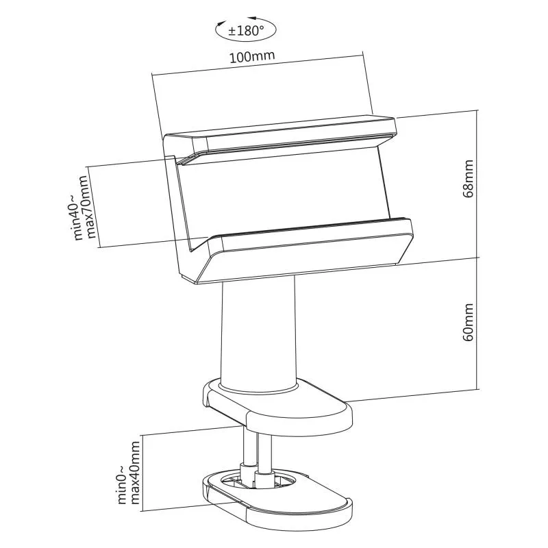InLine® Tischklemme für Steckdosenleiste, drehbar, Federklemme, schwarz