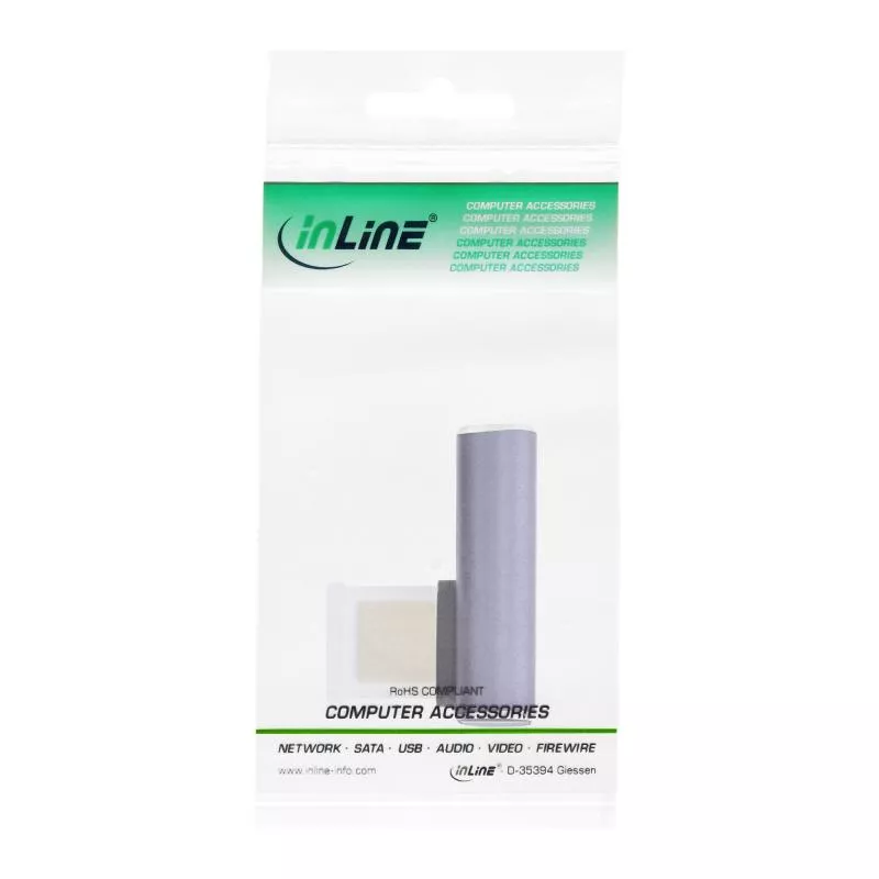InLine® USB4 Adapter, USB Typ-C Stecker/Buchse vertikal rechts/links gewinkelt, Aluminium, grau
