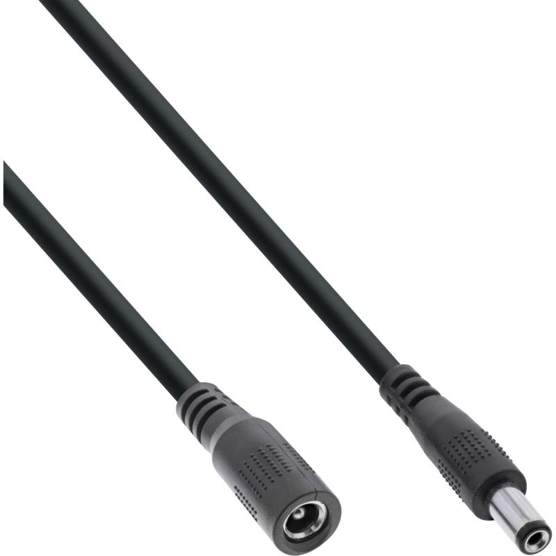 InLine® DC Verlängerungskabel DC Stecker/Buchse 5,5x2,5mm AWG 18 schwarz