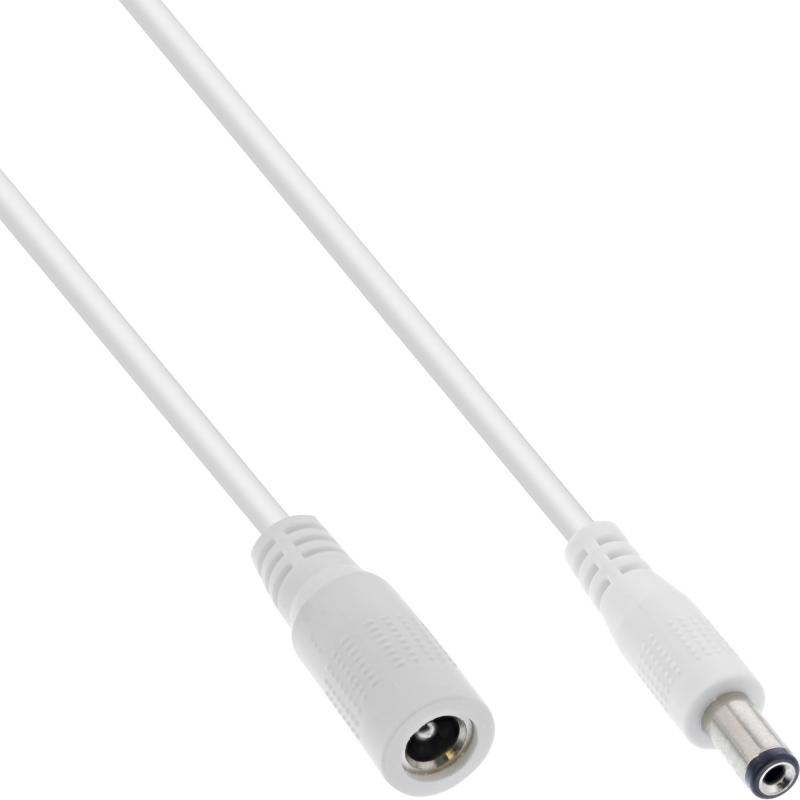 InLine® DC Verlängerungskabel DC Stecker/Buchse 5,5x2,5mm AWG 18 weiß